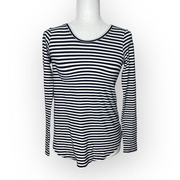 Theory Erossa Striped Long Sleeve Knit Stretch Top Size Small - Picture 1 of 9